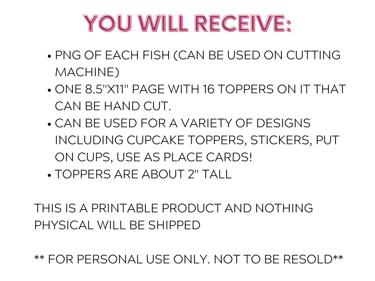 Fish cupcake toppers (printable) – PinkFish Shop