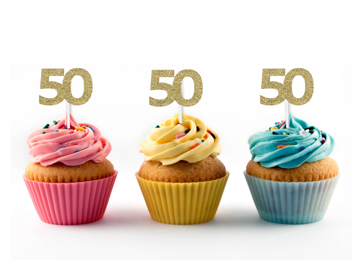 50th birthday cupcake toppers