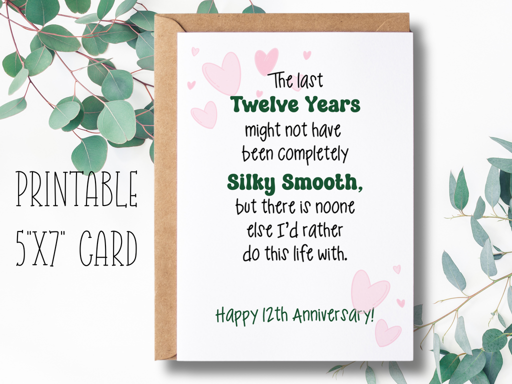 12th anniversary 5x7 card