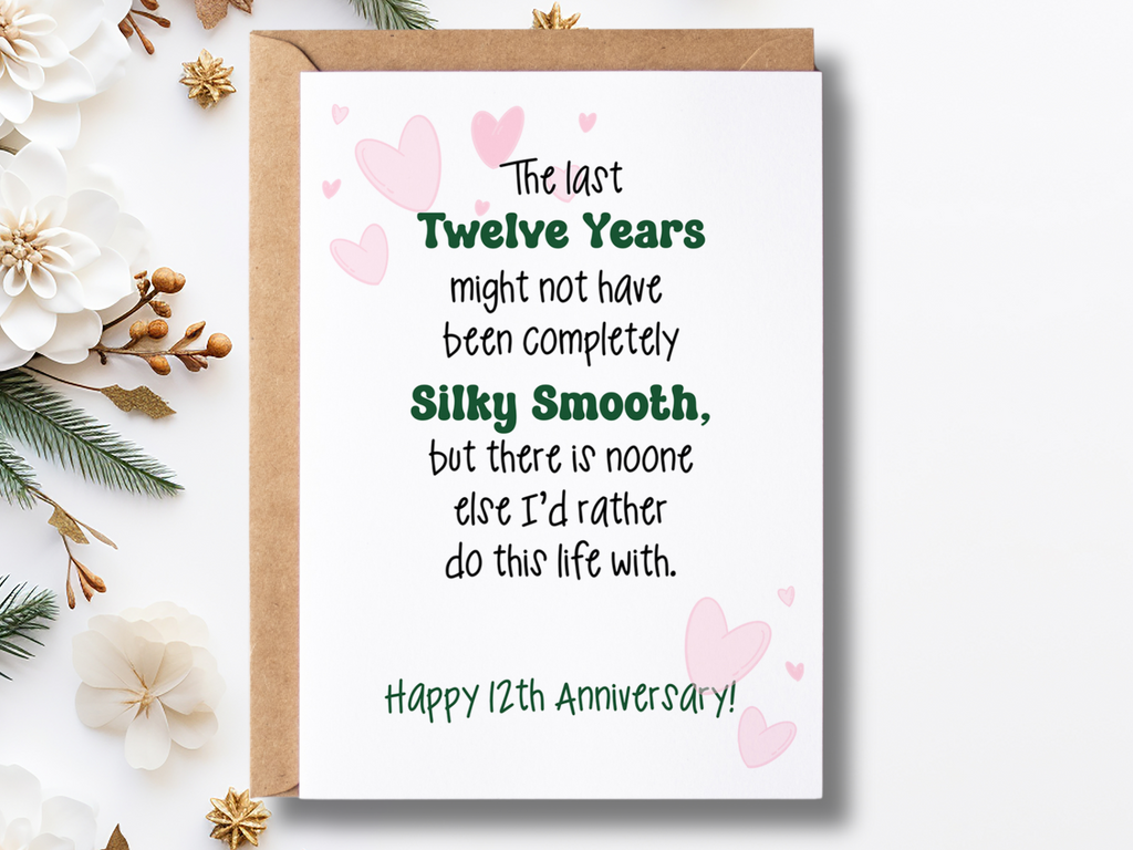 printable 12th anniversary card