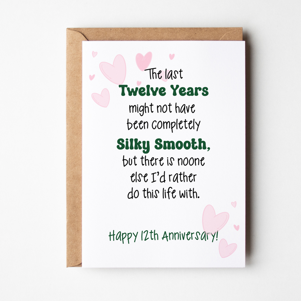 12th anniversary silk card