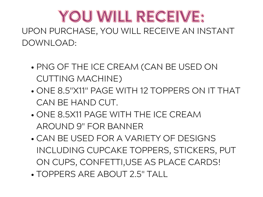 Printable Ice Cream Banner and Cupcake Toppers