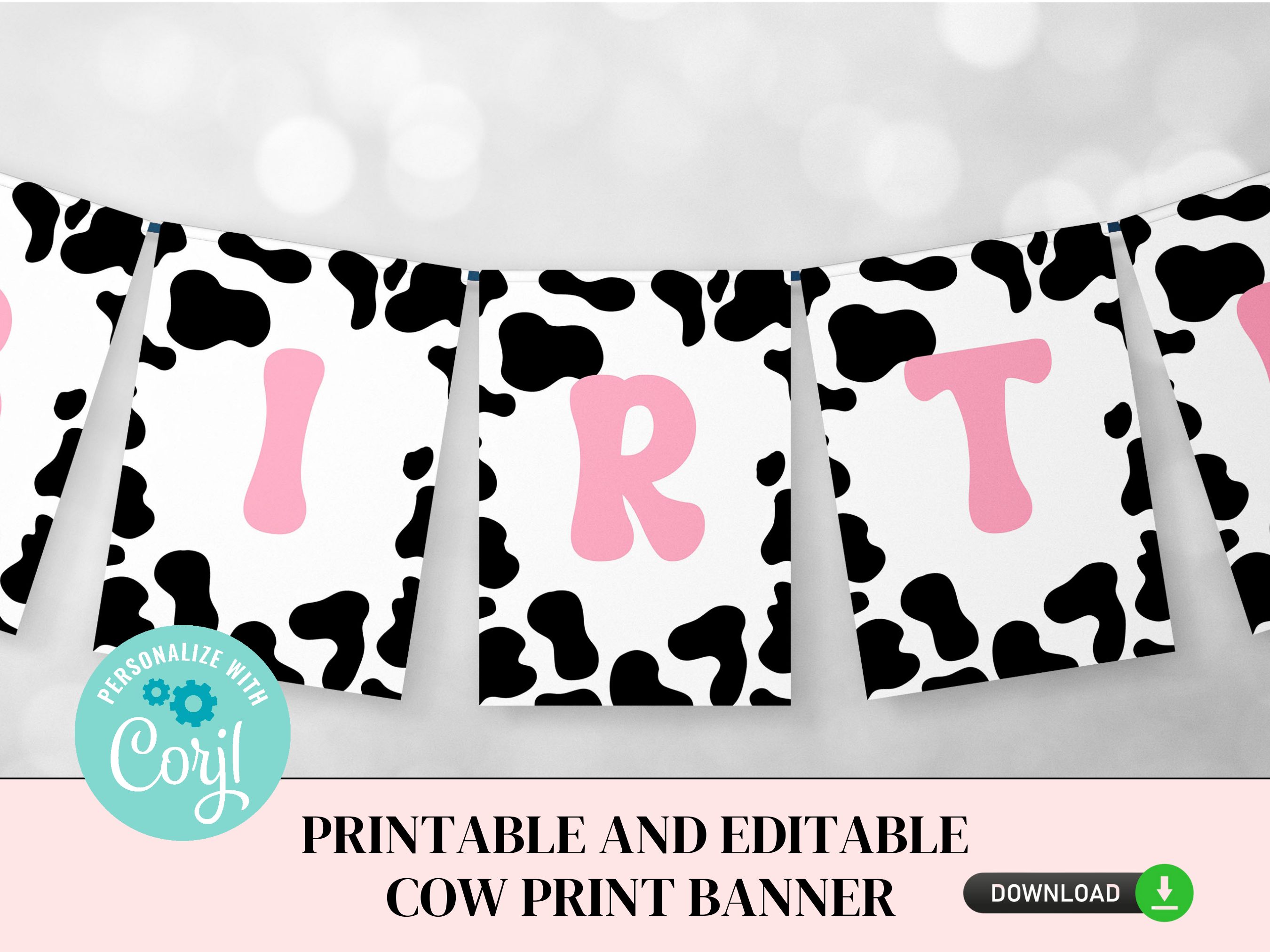 Printable Cow Print High Chair Banner in Red – PinkFish Shop