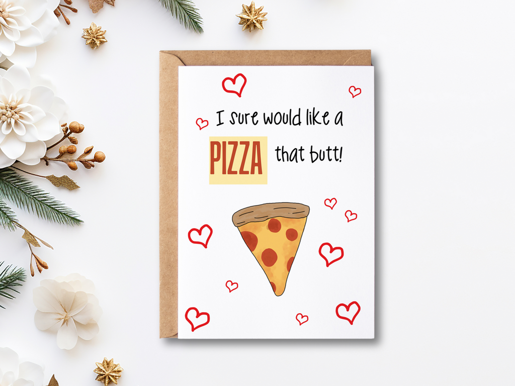 Printable Pizza Card for Anniversary or Valentine's Day