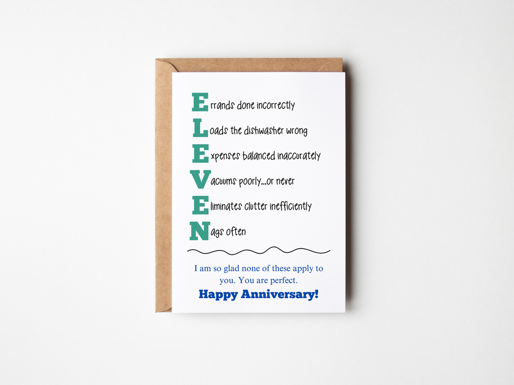 Printable Funny 11th Anniversary Card