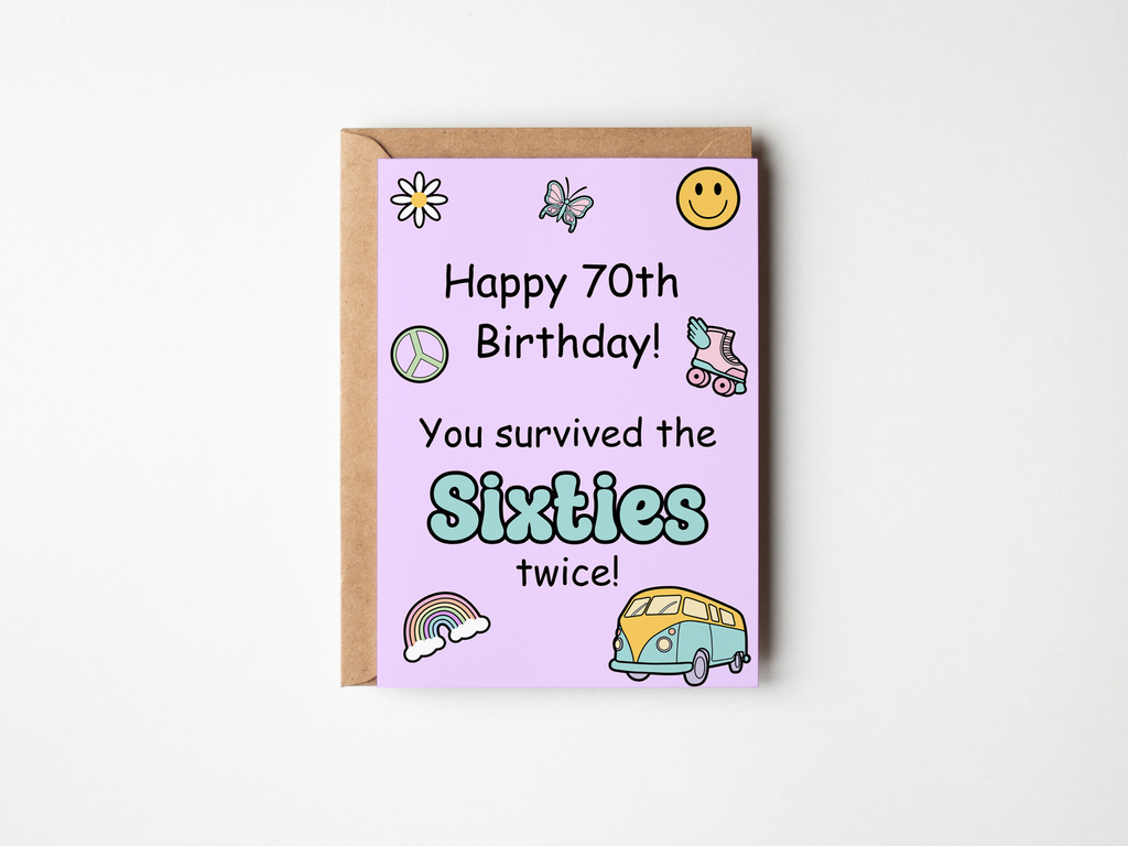 70th birthday card in purple