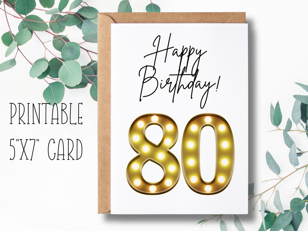 80th birthday 5x7 card