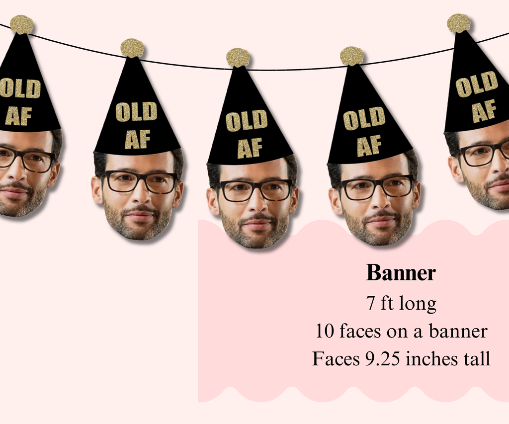 face banner with old af hat