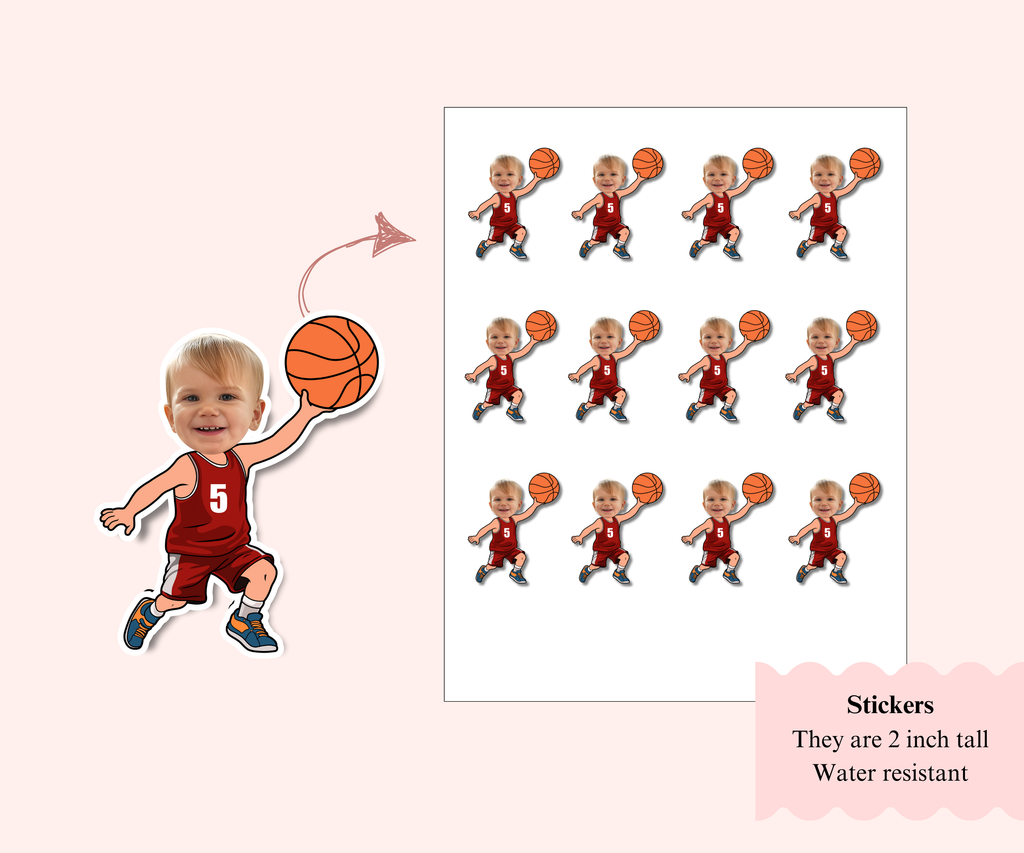 basketball themed stickers personalized with photo