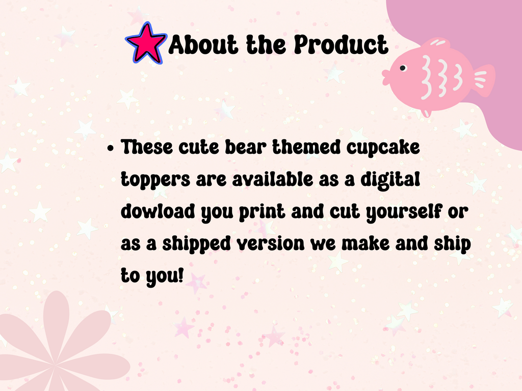 Bear themed cupcake toppers