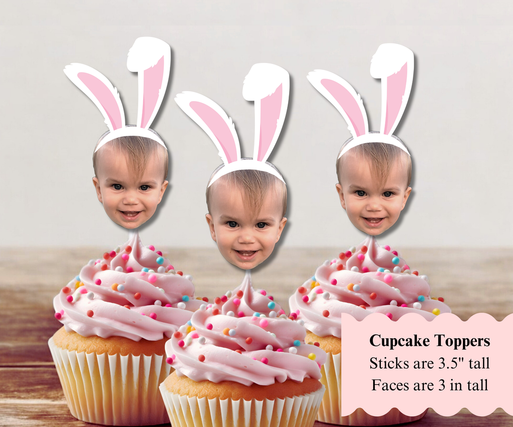 Happy Easter photo cupcake toppers