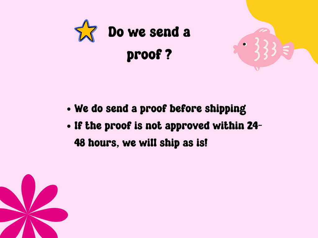 we will send a proof of your toppers before shipping