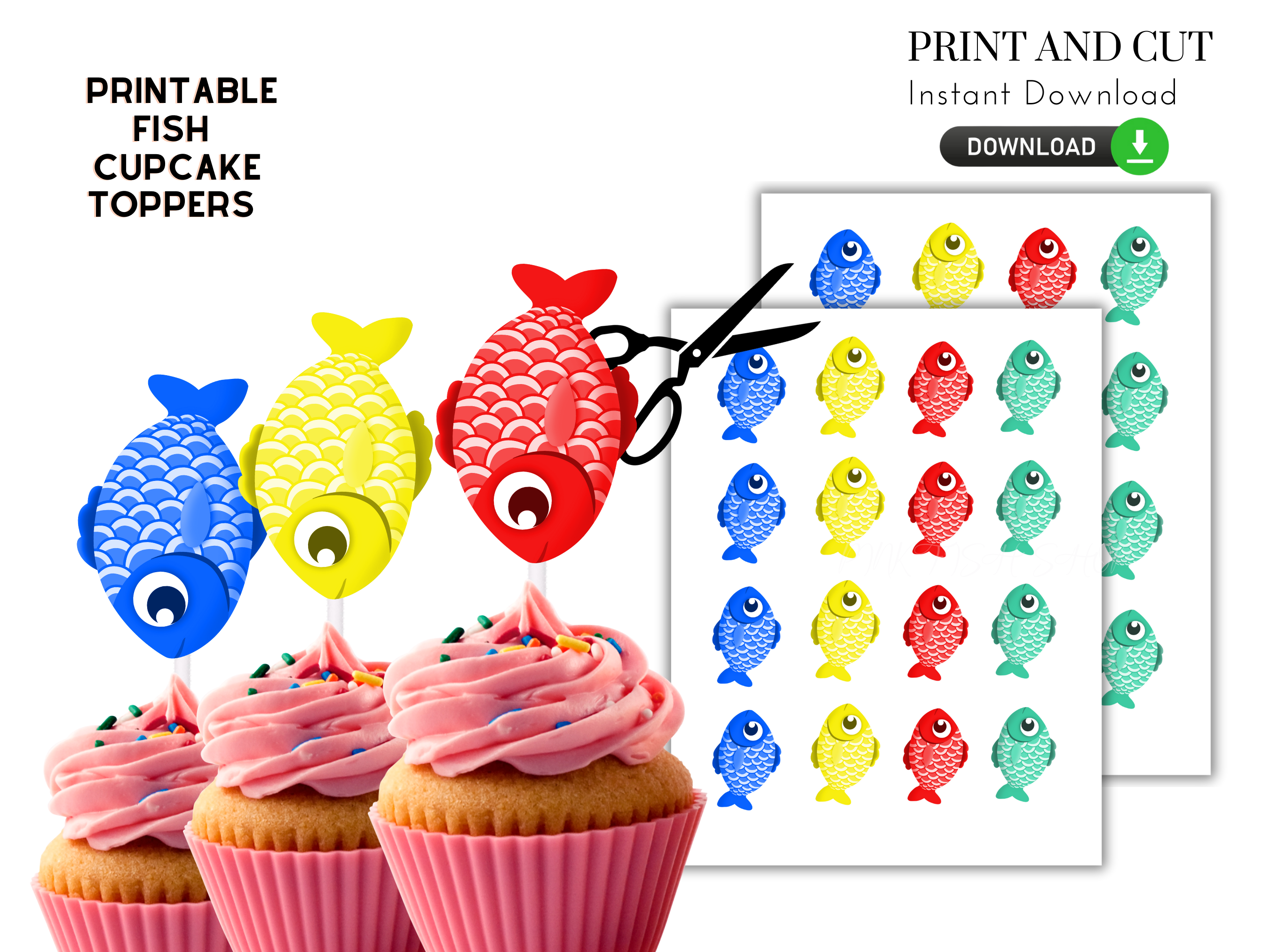 Fish cupcake toppers (printable) – PinkFish Shop