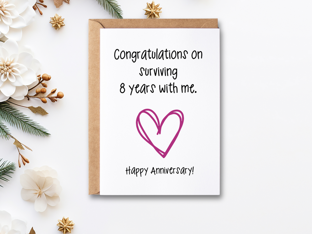 Printable 8th anniversary card