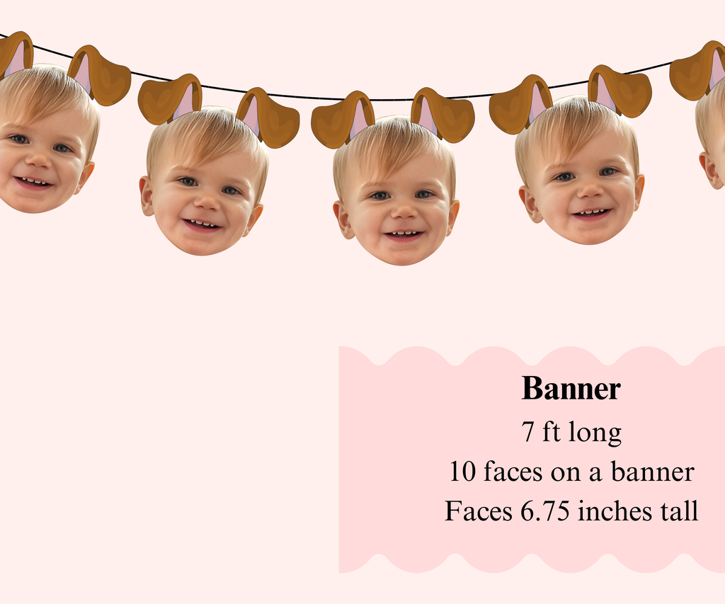 face puppy banner with brown dog ears on top