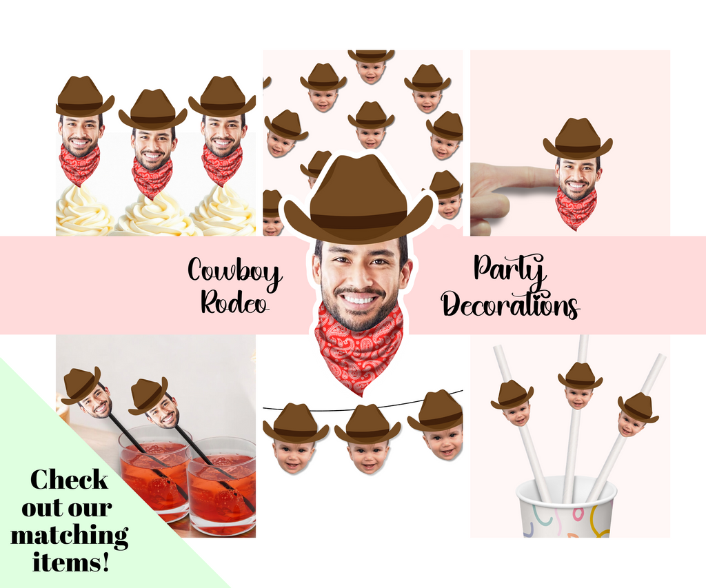 Fun face decorations for a Nash Bach cowboy party