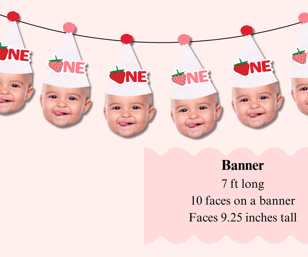 strawberry first birthday face banner