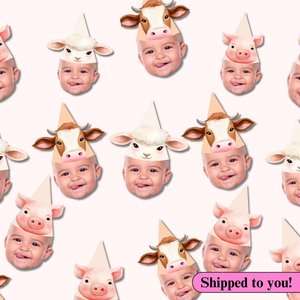 customized farm animal party hats