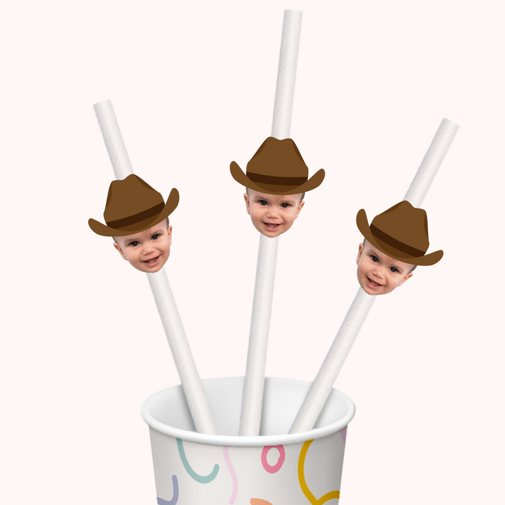 customized photo straws for rodeo party