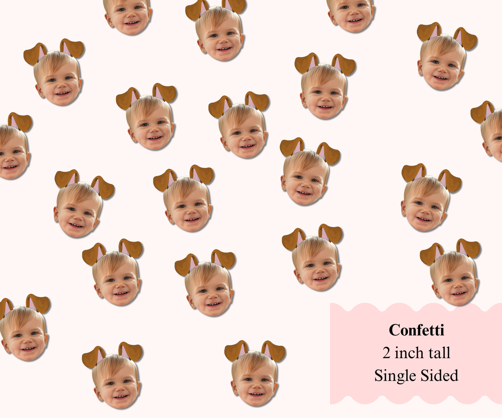 dog themed confetti with face and dog ears