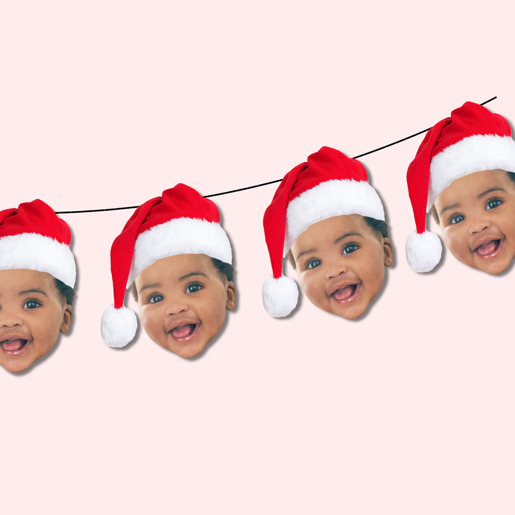 personalized photo banner with santa hat