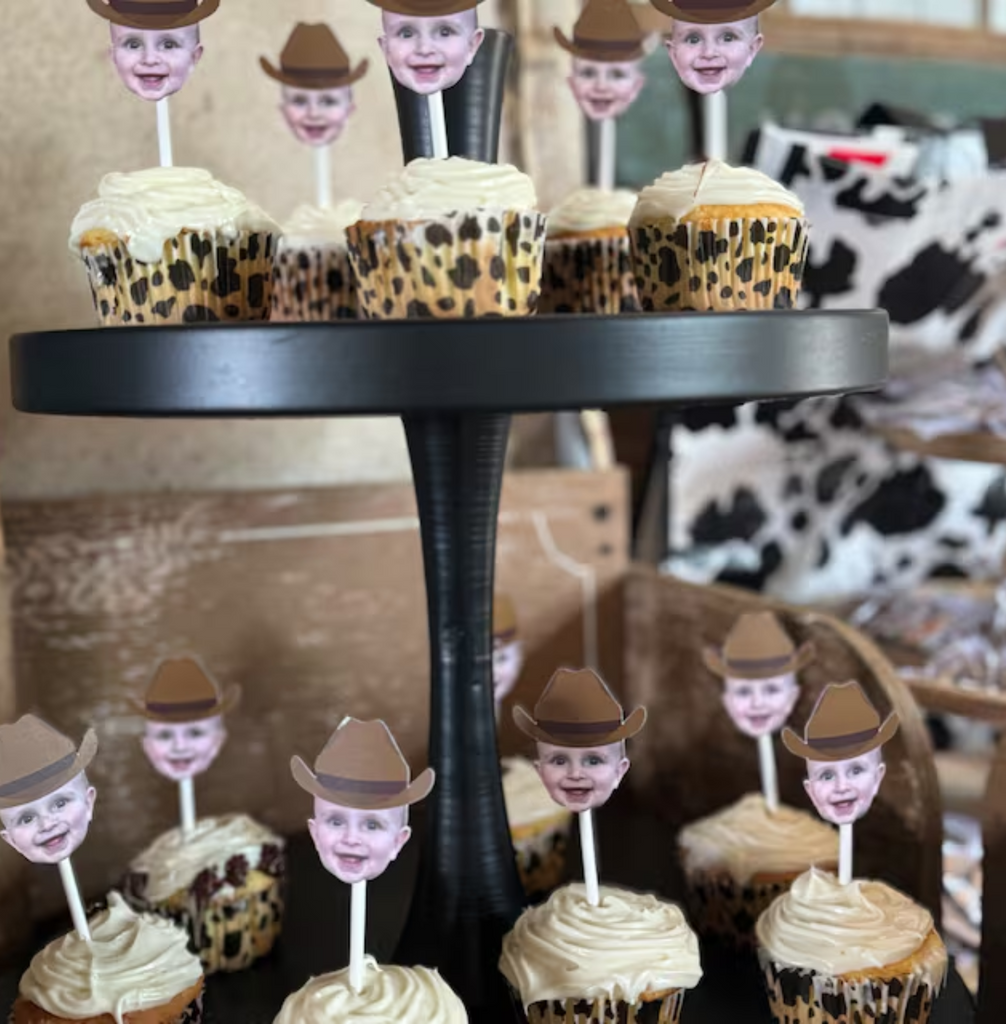 photo cupcake toppers for rodeo party