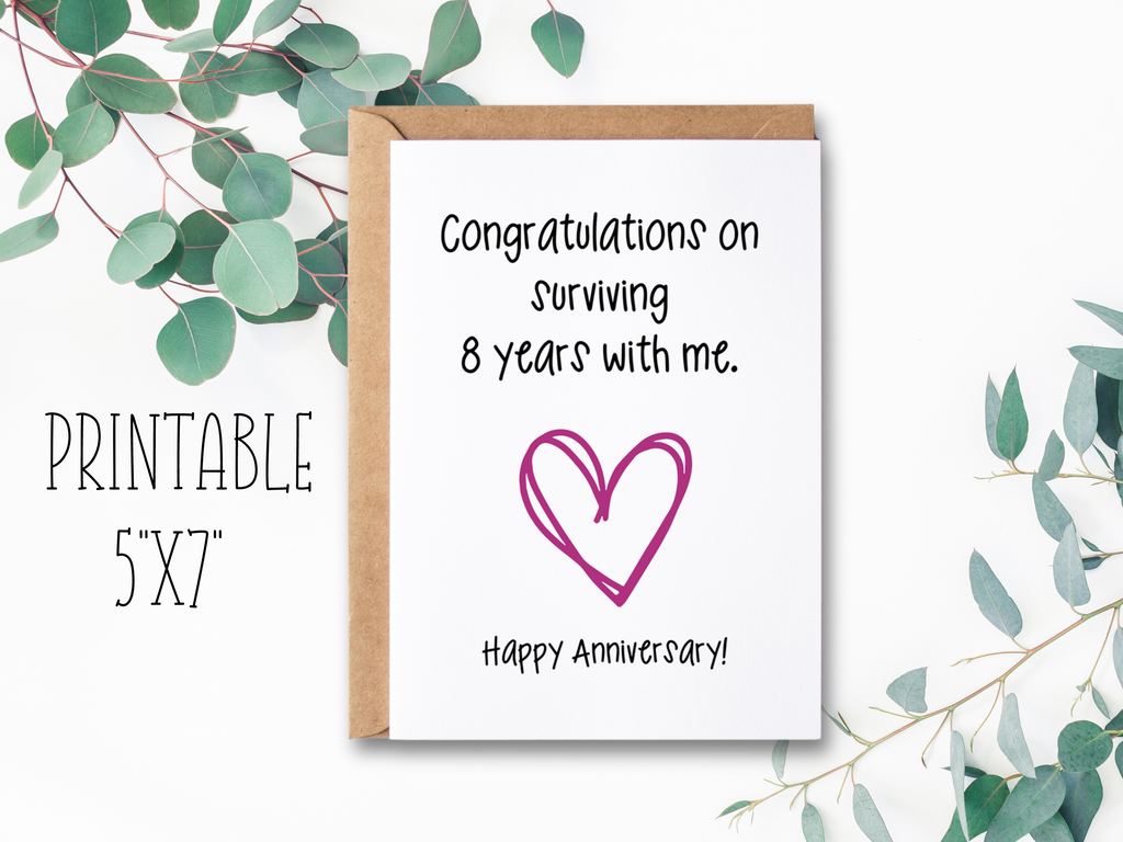 printable 8 anniversary card