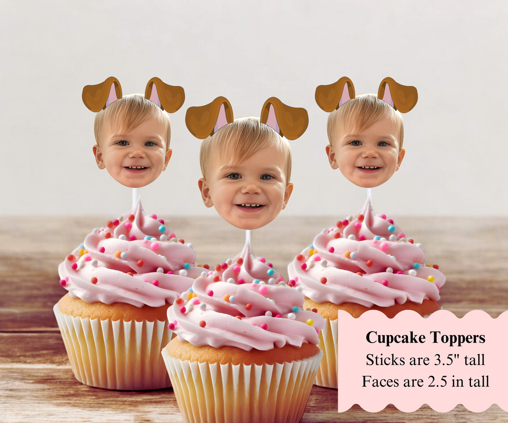 puppy cupcake toppers with face for lets pawty party