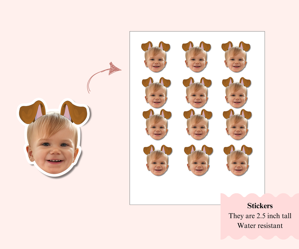 two let the dogs out face stickers with puppy ears