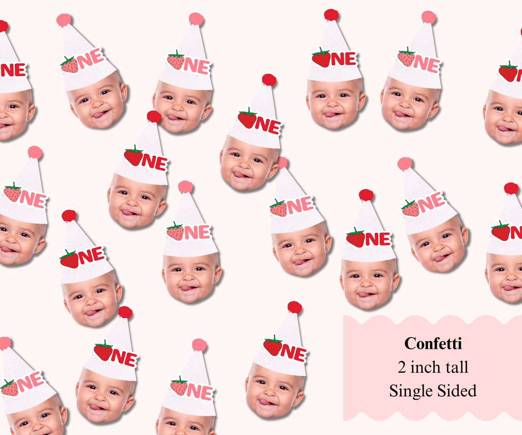 face confetti with strawberry hat